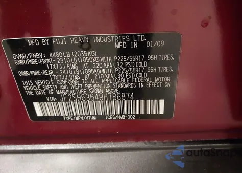 2009 Subaru Forester 2.5X из США, поврежденный, VIN JF2SH63649H786874